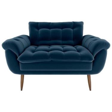 Imagem de Sofá 2 Lugares Pequeno 1,25 Pés Em Madeira Maciça Xangai Veludo Cinza 