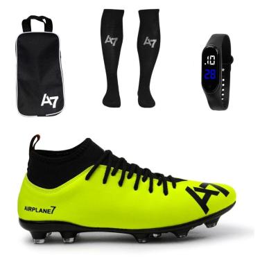 Imagem de Chuteira Botinha De Campo + Meião + Relógio + Porta-Masculino