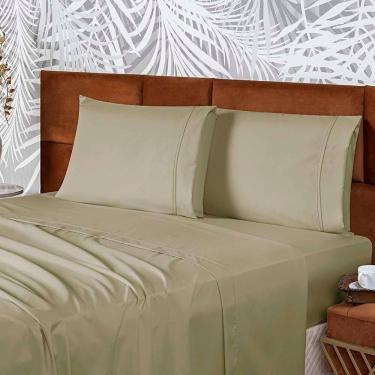Imagem de Jogo De Lençol Conforto Queen 3 Peças Micropercal 200 Fios C- Elástico - Cáqui