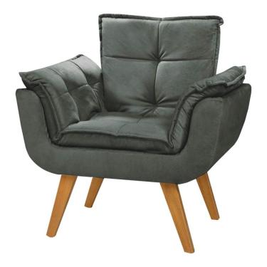Imagem de Poltrona Decorativa Opala Suede Composê Cinza Chumbo