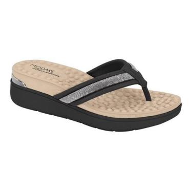 Imagem de Chinelo Feminino Modare Ortopédico Esporão Massageador Macio, Preto, 3