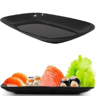 Imagem de Travessa em Melamina 20cm para Sushi Prato Oriental Preto - Equipe Y