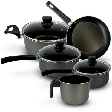 Imagem de Conjunto Jogo De Panela Antiaderente 5 Peças Alumínio - Grafite