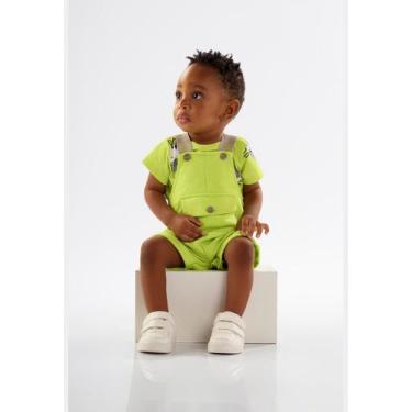 Imagem de Conjunto para Bebê Menino Jardineira e Body Estampado Up Baby, Verde, 