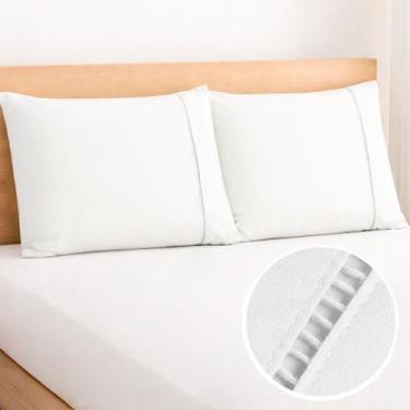 Imagem de Kit 2 Fronhas Ponto Palito 90x50cm Especial Percal 180 Fios 80% Algodã