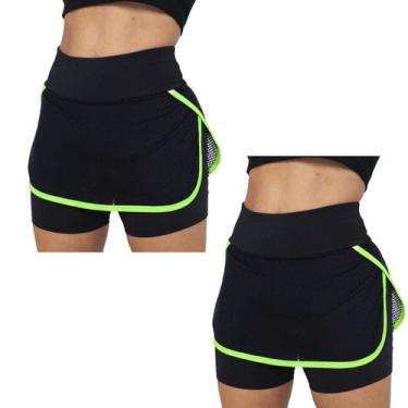 Imagem de Kit 2 Shorts Saia Ginastica Academia Cintura Alta Fitness - Donna Mart