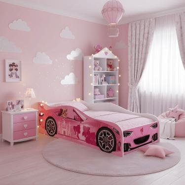 Imagem de Cama Infantil Carro Susi com Grade de Proteção Adesivada 100% MDF para Crianças