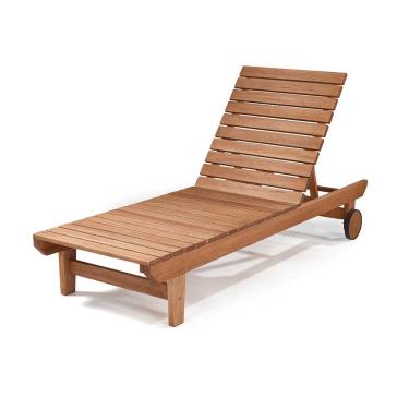 Imagem de Espreguiçadeira de Madeira para Piscina Recanto Reclinável em Eucalipto com Acabamento Stain Marrom