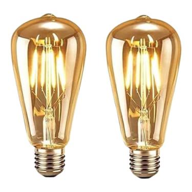 Imagem de Kit 2 Lâmpada Filamento Led Retrô Vintage Ambar St64 Bivolt
