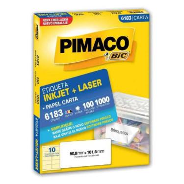 Imagem de Etiqueta Pimaco Carta Inkjet e Laser 6183 Com 1000 Unidades