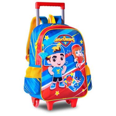 Imagem de Mochila Rodinhas Escolar Os Aventureiros Luccas Neto Azul  - Clio Styl