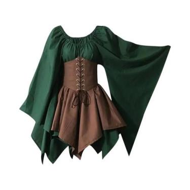 Imagem de Fantasia De Fada Medieval Feminina Com Orelhas, Vestido Tradicional Ir