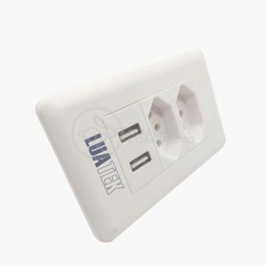 Imagem de Tomada de Parede com USB Tomada Dupla 10A 2 Portas USB 5V Modelo Luxo 