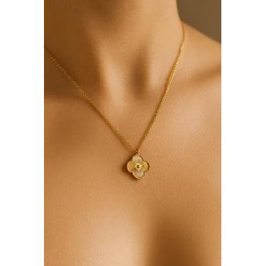 Imagem de Colares choker folheado a ouro trevo tendencia delicado - dondocas.bij