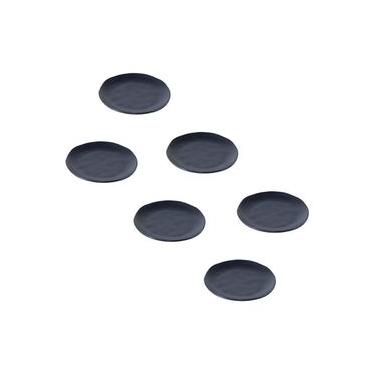 Imagem de Conjunto de Pratos de Sobremesa Ovais Porto Brasil Orgânico Preto Matte 22,5cm - 6 peças