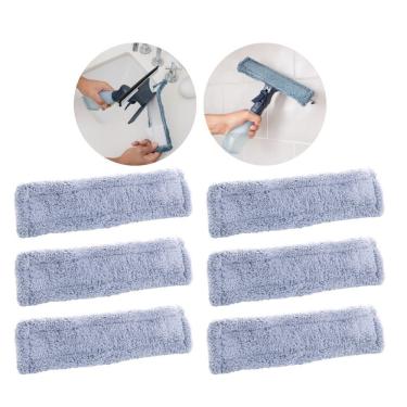 Imagem de Kit 6 Refil de Almofada para Rodo Limpa Vidros Tipo Spray em Poliéster para Espelhos Cinza Lyor