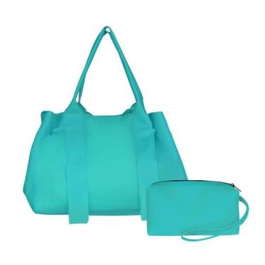 Imagem de Bolsa de Praia Grande Feminina com Necessarie Lavini, Único, Ciano, Fe