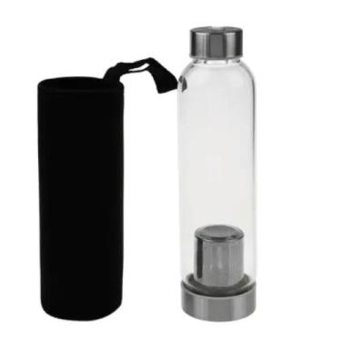 Imagem de Garrafa de Vidro Squeeze Infusor Inox Neoprene 550ml Ervas Chás Alimen