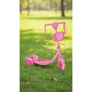 Imagem de Patinete Infantil 3 Rodas Musical Com Cesto Rosa - Congratulations Sto