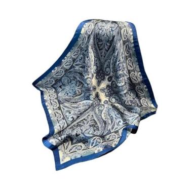Imagem de Lenço De Seda Rosa Floral 70cm Para Mulheres, Elegante E Versátil, Len