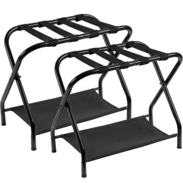 Imagem de Suporte para Bagagem Dobrável Heybly em Aço 67x37x52 cm Preto