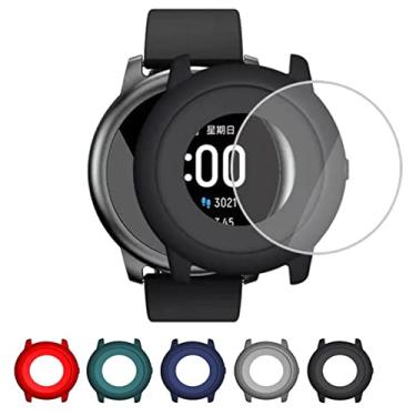 Imagem de Kit Smartwatch Solar LS05 [Case Silicone] + [2 Película de Vidro] Proteção Macio Capa (Azul)