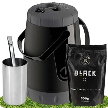 Imagem de Kit Tereré Black Erva Garrafa Cuia Inox E Erva Pura Folha