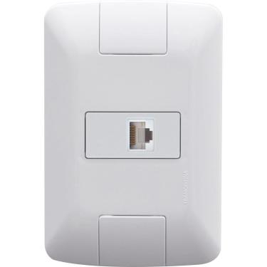 Imagem de Conjunto 4x2 com 1 Tomada RJ45 cat. 6 Tramontina Aria Branco Tramontina