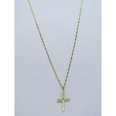Imagem de Cordão Corrente Masculina Ouro 70cm + Pingente Crucifixo Ouro 18k Cadeado