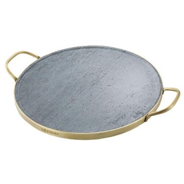 Imagem de Forma Redonda De Pedra Para Pizza Pão Caseiro Gourmet 37Cm