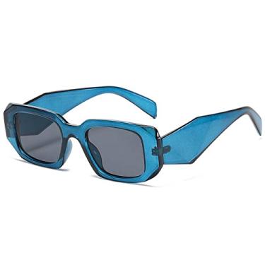 Imagem de Óculos de sol retangulares vintage para mulheres homens designer colorido óculos de sol moda feminino óculos de sol uv400, cinza azul claro, como