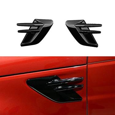 Imagem de 2 peças adequadas para Land Rover Range Rover Sport 2018 2019 2020 2021 capas de ventilação lateral para decoração de tela de para-choque grade preta