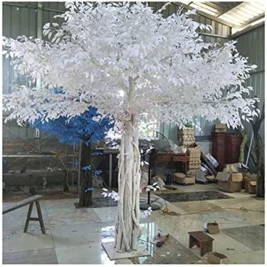 Imagem de KRASS Árvore artificial Banyan grande flor de videira falsa branca árvore dos desejos hotel casamento banquete decoração de casa 150 cm plantas artificiais para decoração interna ao ar livre, redonda
