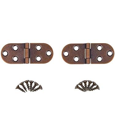 Imagem de Dobradiça de máquina de costura de cobre antigo arredondada | 2 peças/pacote | Ferragens de reprodução de móveis antigos | HSM-6