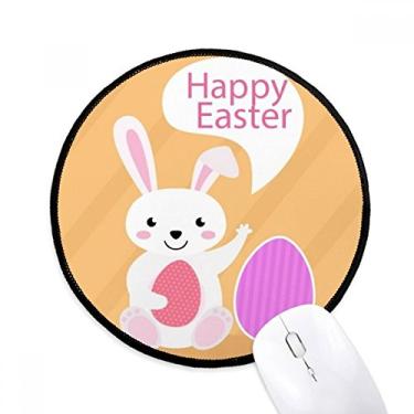Imagem de DIYthinker Feliz Páscoa Festival da Religião Ovo Coelho Mouse Pad Desktop Escritório Tapete Redondo para Computador