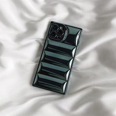 Imagem de Capa de telefone de revestimento para baixo para iPhone 13 Pro Max 12 11 XS X XR 7 8 Plus SE Proteção Bumper Puffer Capa, Verde Escuro, Para iPhone 14 Pro max