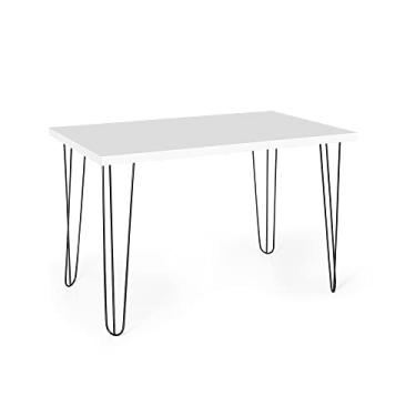 Imagem de Mesa de Jantar Retangular 4 Lugares 130x80 Base de Ferro Hairpin Branco - Straub Web