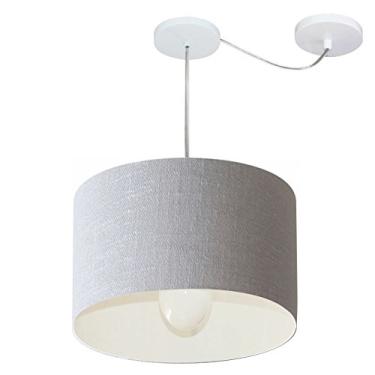 Imagem de Lustre Pendente com Desvio de Centro Cúpula Tecido 40x25 cm, Vivare Iluminação, Pendente4226 CZ, Cinza, Médio