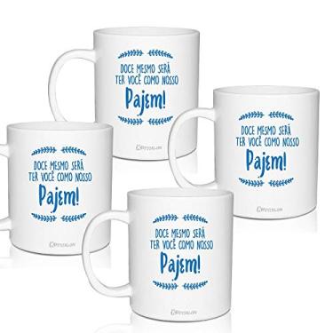 Imagem de 4 Canecas Convite Personalizadas em Azul para Pajem