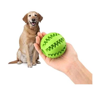 Imagem de Bola de brinquedo para cachorro, bola de brinquedo não tóxica e resistente a mordidas para cães de estimação Filhote de cachorro Gato, comida de cachorro para animais de estimação Alimentador para mastigar bola de limpeza de dente（verde）