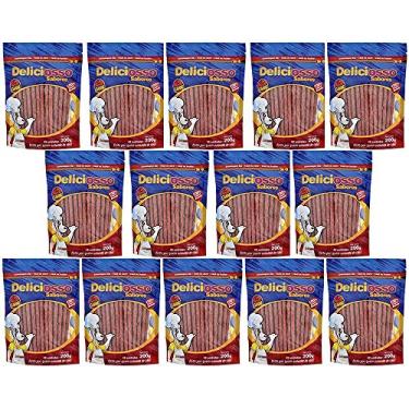 Imagem de Combo Caixa fechada Palitinho para cães 14 pacotes Ossinho Palito Fino Carne Deliciosso Cães 200g - 644 unidades
