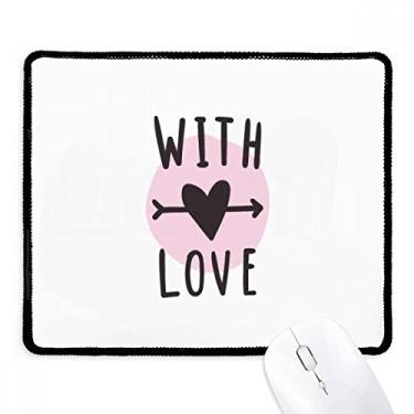 Imagem de Mousepad com citação rosa com você amar, tapete de borda costurada preto antiderrapante