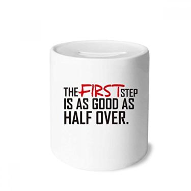 Imagem de DIYthinker Citação The First Step is As Good As Half Over Caixa de Dinheiro Caixa de Cerâmica Porta-Moedas Presente