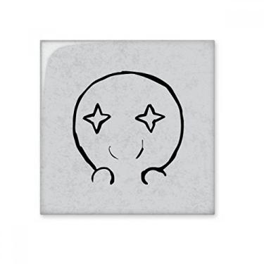 Imagem de Adesivo brilhante de azulejo de cerâmica com padrão feliz preto brilho olhos