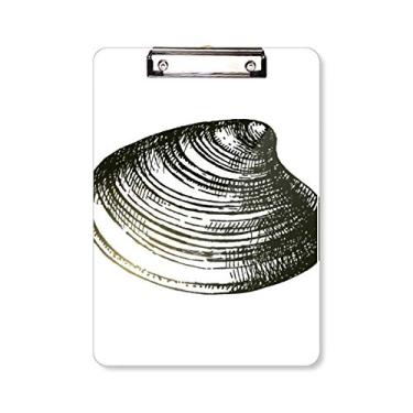 Imagem de Black Marine Life Scallop Ilustration Prancheta Pasta, Bloco de Escrita Placa de Apoio A4
