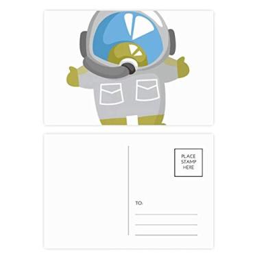 Imagem de Conjunto de cartão postal adorável astronauta Universo e alienígena Cartão de felicitações de aniversário