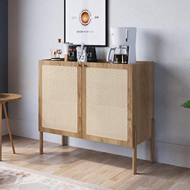 Imagem de Balcão Bar 2 Portas 93cm Palhinha Pé Madeira Oslo Artesano Hanover