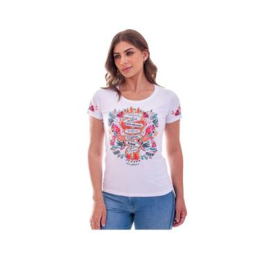 Imagem de Camiseta Country Branca Feminina Ox Horns T-Shirt - Ref.6348