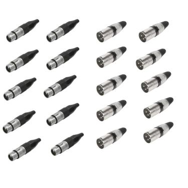 Imagem de Kit 20 Plugs Conector Xlr Cannon Macho/Femea