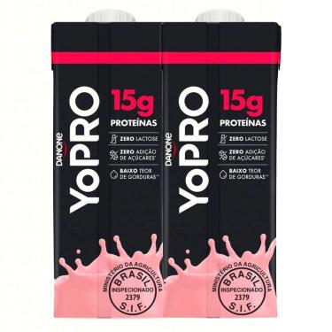 Imagem de Kit 2 Bebida Láctea UHT YoPro Shake Sabor Morango 15g de Proteína 250ml